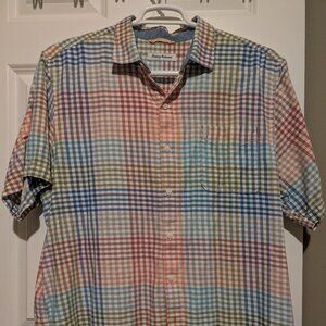 Tommy Bahama Multicolor Pastel Plaid XL Mens Button Up Shirt Coastal Casual